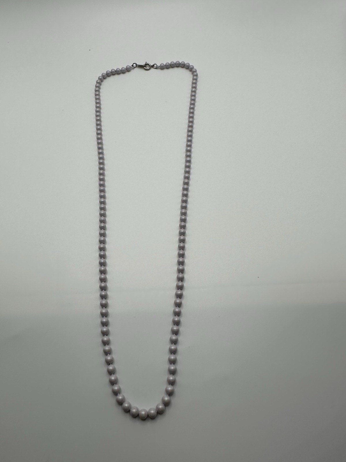 Oops A Daisy Pale Lavender Pearly Enamel Metal Bead Necklace, 24 Inches.